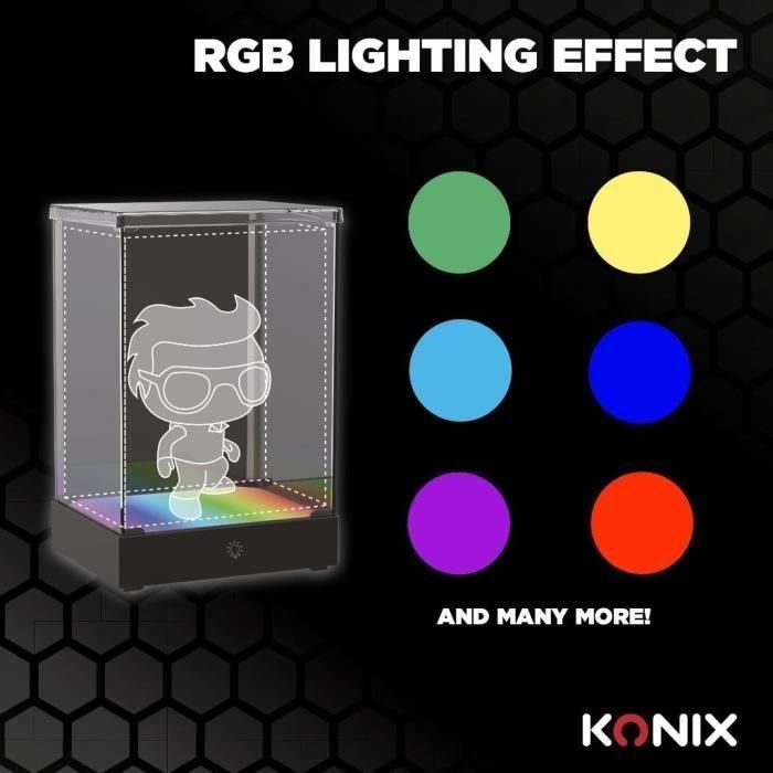 Caja de visualización LED para figuras - KONIX - Compatible con Funko Pop / Banpresto Qposket - Iluminación RGB - Cable USB 2 Caja de visualización LED para figuras - KONIX - Compatible con Funko Pop / Banpresto Qposket - Iluminación RGB - Cable USB 2