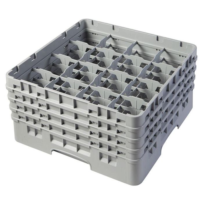 CAMBRO - 16S800-151 - Cesta de lavado 16 comp. 4 alturas - 10,9 cm Ø máx. - alt. máx. 21,7 cm - 50 x 50 x 26,7 cm - Gris claro