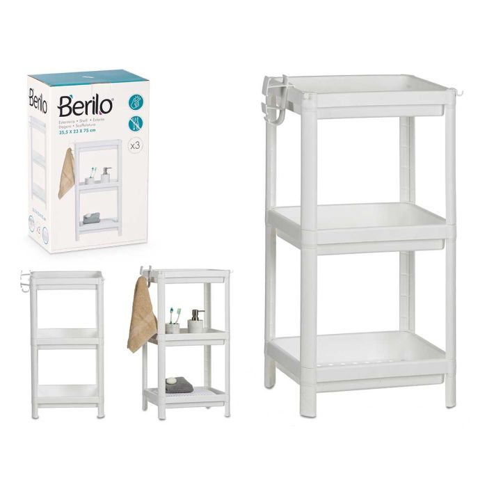 Estantería de plástico blanca, 3 baldas, 70.5 cm de alto - Berilo (8 Unidades) Estantería de plástico blanca, 3 baldas, 70.5 cm de alto - Berilo (8 Unidades)