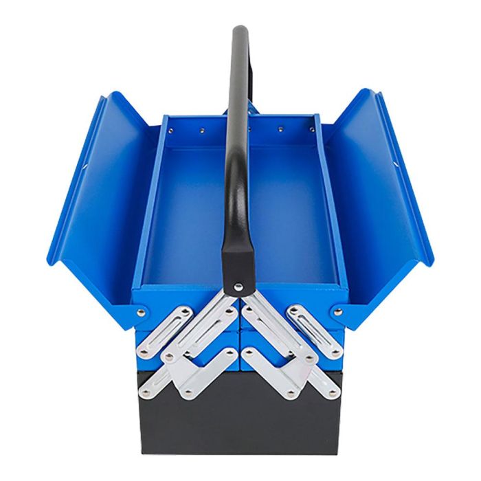 Workpro Caja de herramientas metálica, 5 compartimentos, 4 bandejas plegables, 41,5 × 20 × 20 cm, azul y negra 3