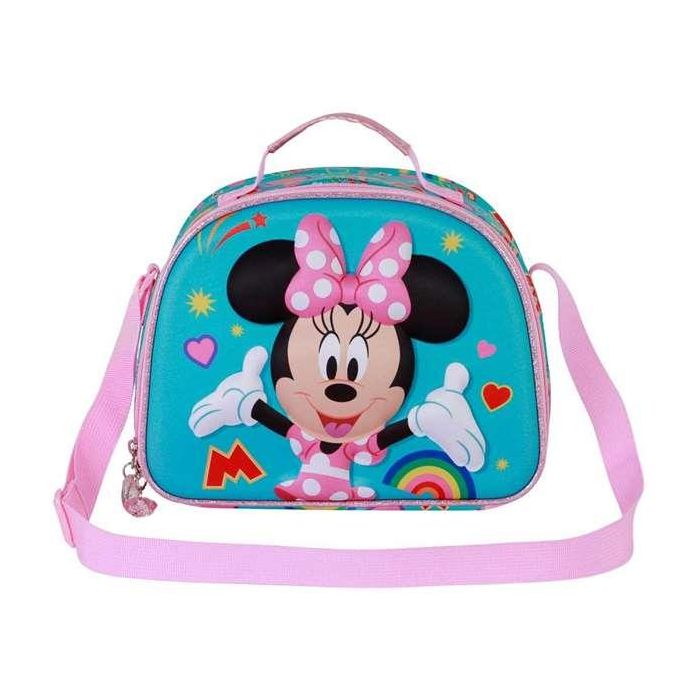 Karactermania Bolsa Portamerienda 3D Minnie Mouse Greet Turquesa Isotérmica con Asa Bandolera y Cinta para Carrito 25,5 x10 x20 cm 2