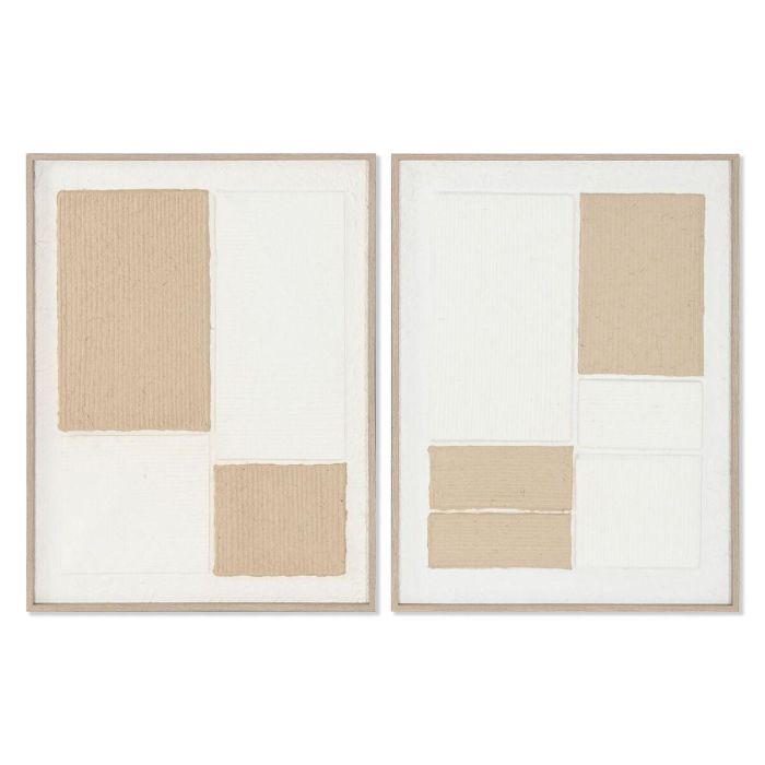 Cuadro Scandi DKD Home Decor Blanco Natural 3 x 80 x 60 cm (2 Unidades)