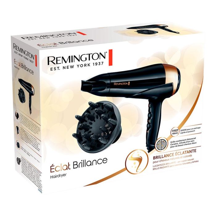 Remington d6098 Secador de pelo iónico Eclat Brillance 2200W Cerámica, Difusor y Concentrador, Negro/Dorado 2 Remington d6098 Secador de pelo iónico Eclat Brillance 2200W Cerámica, Difusor y Concentrador, Negro/Dorado 2