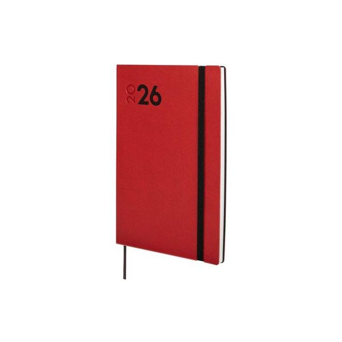 Agenda Anual (2026) Finocam Dynamic Mara Cosida Tapa Flexible Con Goma Y10 140X204 S/V Apais. Rojo