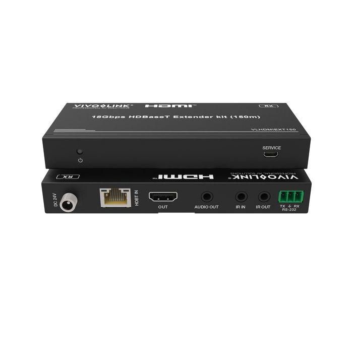 Vivolink VLHDMIEXT150 Kit Extensor HDBaseT 18 Gbps 150m 4K HDR PoC IR RS-232 3