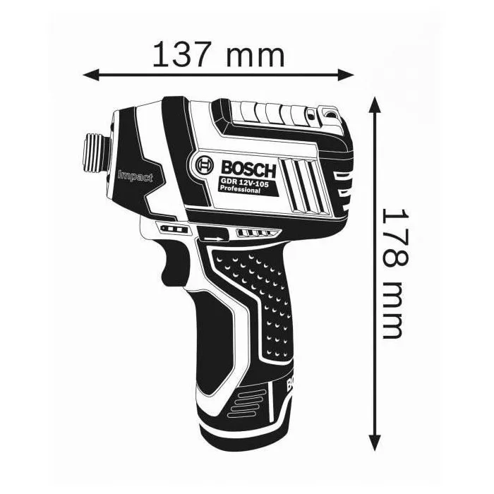 Bosch Professional Atornillador de Impacto GDR 12V-105 + 2 Baterías 2.0Ah + LBOXX 06019A6977 2 Bosch Professional Atornillador de Impacto GDR 12V-105 + 2 Baterías 2.0Ah + LBOXX 06019A6977 2