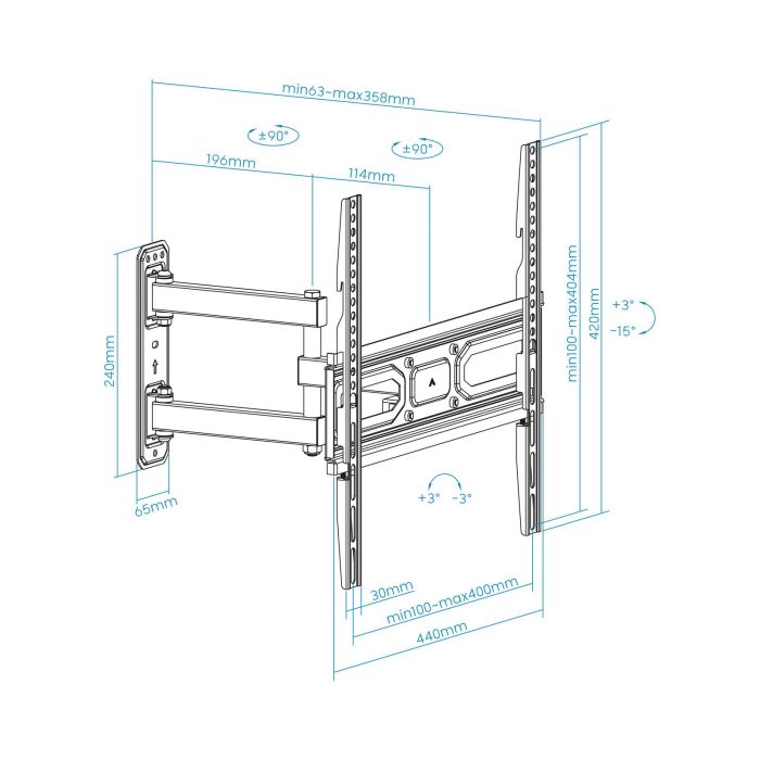 TOOQ SOPORTE PARED PANTALLAS 32-55" GIRA/INCLI NEGRO 5 TOOQ SOPORTE PARED PANTALLAS 32-55" GIRA/INCLI NEGRO 5