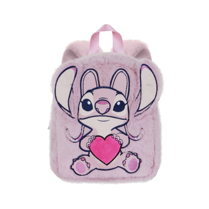 Mochila Disney Lilo y Stitch Angel Rosa de Peluche con Correas Ajustables 1