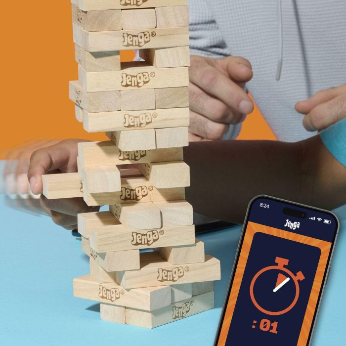 Hasbro Games G1499 Juego Jenga Clásico de Torre de Bloques. Habilidad y Estrategia para +6 años, con App Gratuita Español/Portugués 3