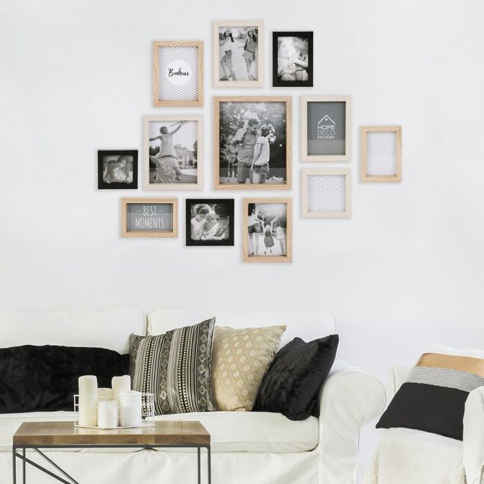 Home Deco Factory Juego de 12 Marcos de Fotos Essentiel para Pared y Sobremesa en Madera Negro con Variedad de Tamaños 2