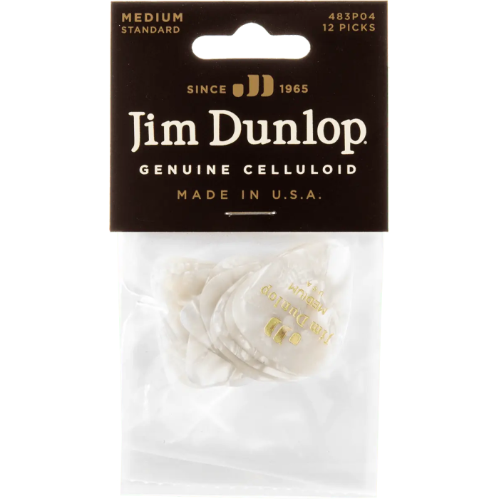 Dunlop Pack 12 Púas Genuine Celluloid Blanco Medium 3