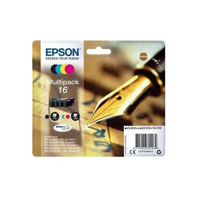 Cartucho de Tinta Compatible Epson C13T16264012 Amarillo Negro Cian Magenta 3 Cartucho de Tinta Compatible Epson C13T16264012 Amarillo Negro Cian Magenta 3
