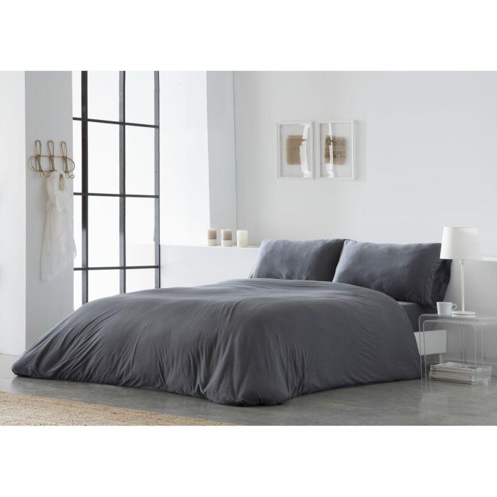 Funda Nórdica Naturals ELBA Gris oscuro Cama de 150 (240 x 220 cm) 2