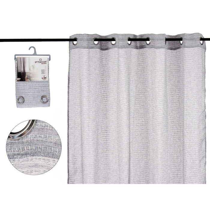 Cortina Visillo Gris Claro 140x260 cm - Giftdecor (6 Unidades) Cortina Visillo Gris Claro 140x260 cm - Giftdecor (6 Unidades)