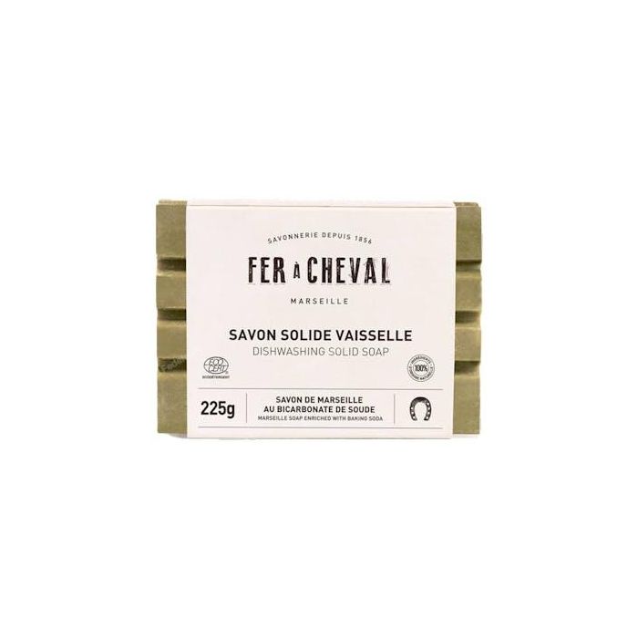 Fer à Cheval Jabón Lavavajillas Sólido con Bicarbonato de Marsella 225g - ECODETERGENTE Ecológico Desengrasante