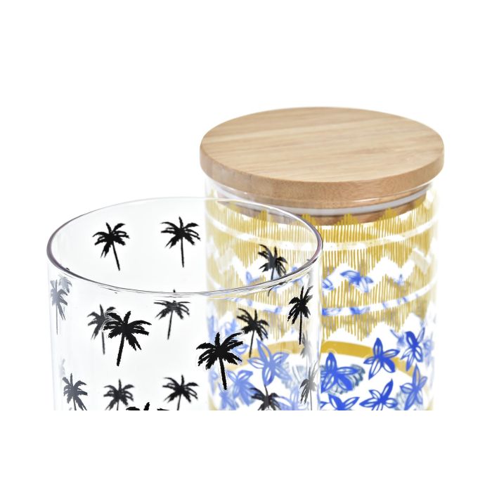 DKD Home Decor Bote Colonial Azul Turquesa de Borosilicato y Bambú 1400ml, Apto Lavavajillas, 10x22x10cm (Pack 12 Unidades) 2 DKD Home Decor Bote Colonial Azul Turquesa de Borosilicato y Bambú 1400ml, Apto Lavavajillas, 10x22x10cm (Pack 12 Unidades) 2