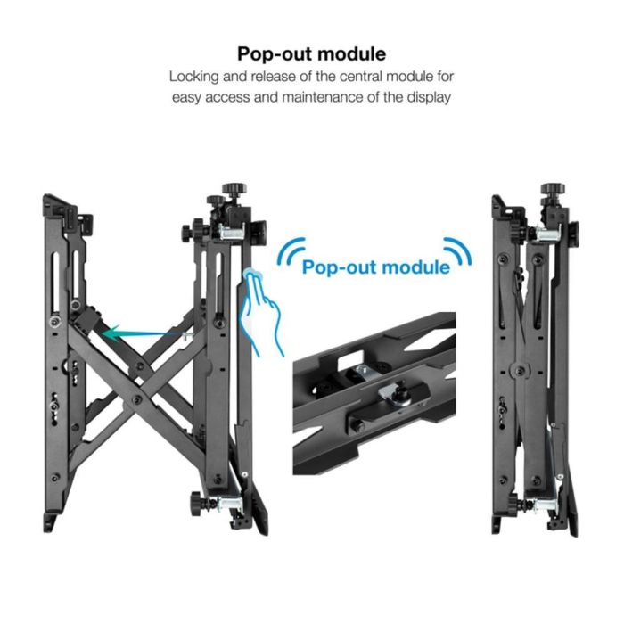 Tooq TQVW4571T Soporte Video Wall para Pantallas de 45"-70", Negro, Carga Máxima 70kg, VESA 200x200-600x400mm 2