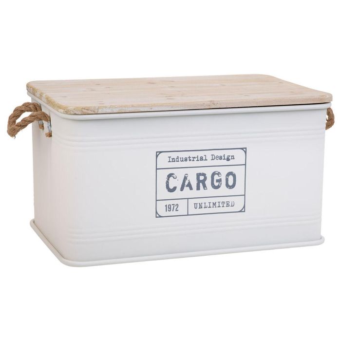 Baúl Alexandra House Living Cargo Blanco Cáñamo Metal Madera de abeto 38 x 60 x 33 cm