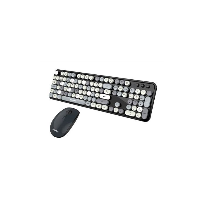 Pack Teclado Y Ratón Inalámbricos Vintage Tono Gris ELBE PTR-105 1