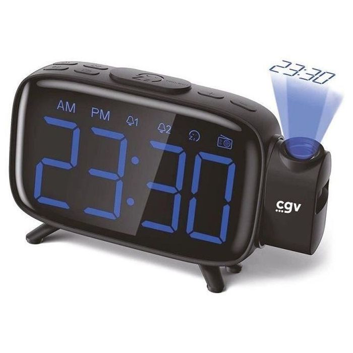 CGV CR-P10 Radio Despertador con Proyección de Hora, Doble Alarma y Botones Grandes