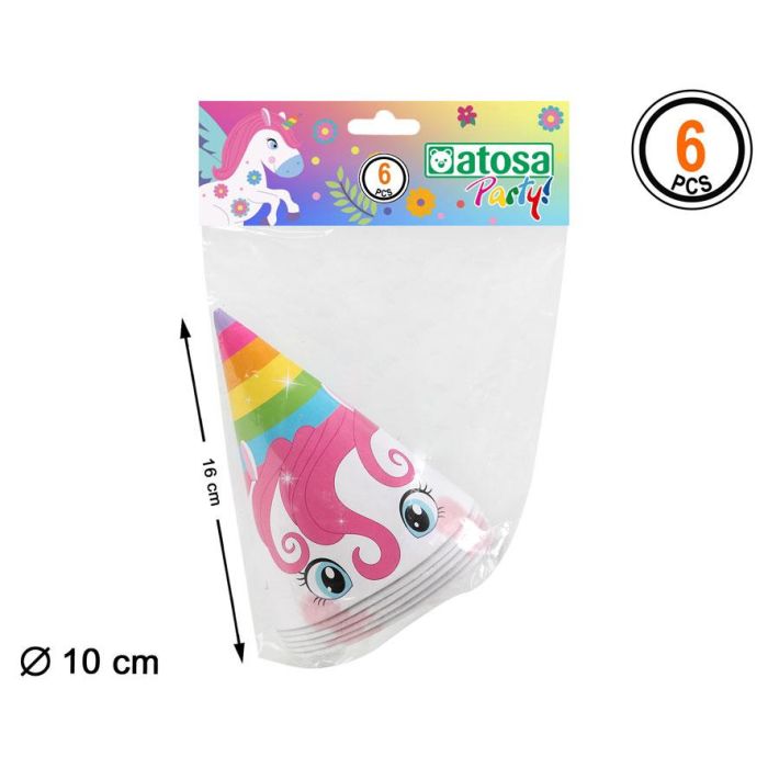 Set 6 grorros De Carton Unicornio Multicolor 10 cm Diámetro