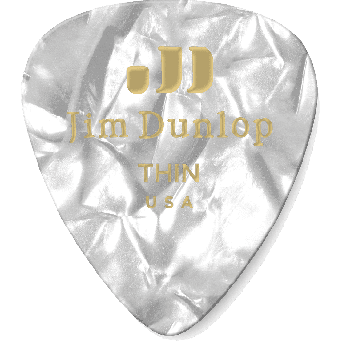Dunlop Pack 12 Púas Genuine Celluloid Thin Blanco Perlado 1