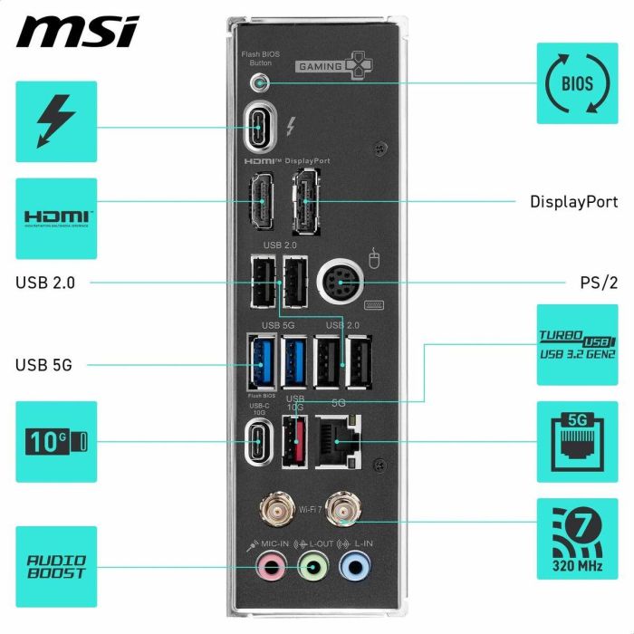 MSI Z890 GAMING PLUS WiFi Placa Base para PC Intel LGA 1851 DDR5 ATX con Wifi 7 20