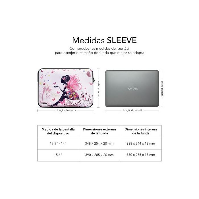 Funda para Portátil Subblim Hada Multicolor 4