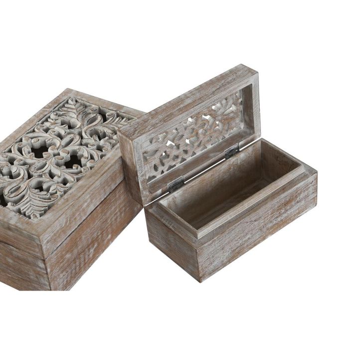 Joyero Indio DKD Home Decor Blanco Natural 15 x 11 x 25.5 cm Set de 2 2 Joyero Indio DKD Home Decor Blanco Natural 15 x 11 x 25.5 cm Set de 2 2