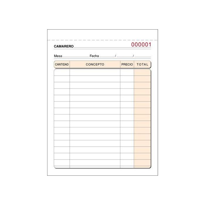 Talonario Camareros 8º Duplicado Numerados Loan 10 unidades