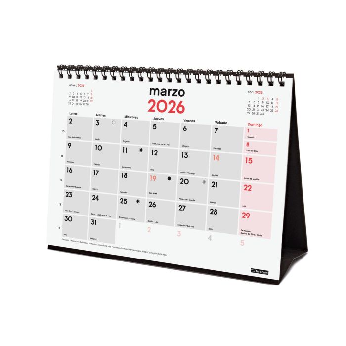 Finocam S-210x150 mm Mv Neutro Calendario de Sobremesa 2026 para Escribir y Planificar | Ideal Hogar y Oficina con Espiral Doble 2