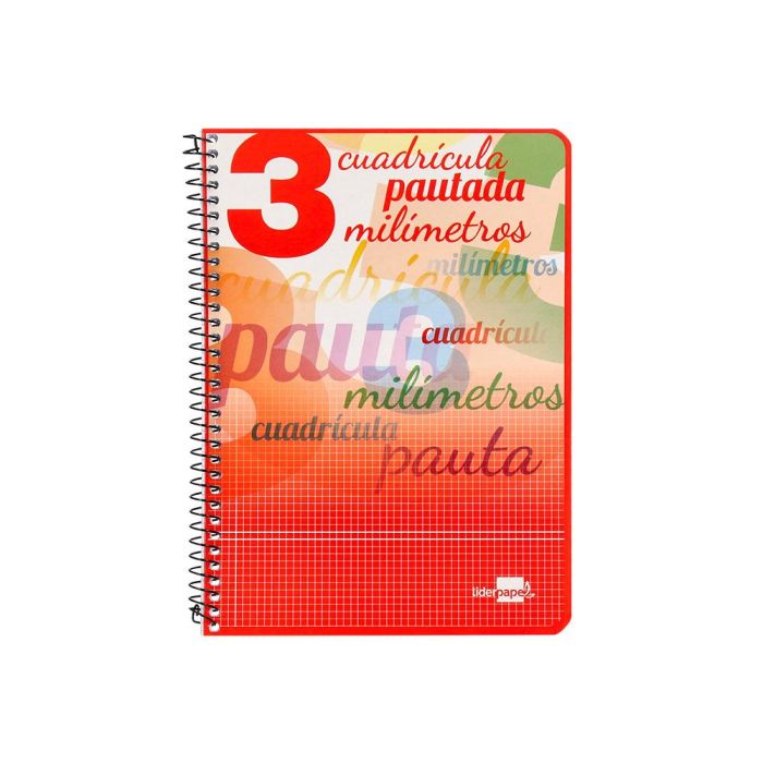 Cuaderno Espiral Liderpapel Cuarto Pautaguia Tapa Blanda 40H 75 gr Cuadro Pautado 3 mm Con Margen Colores Surtidos 10 unidades 2