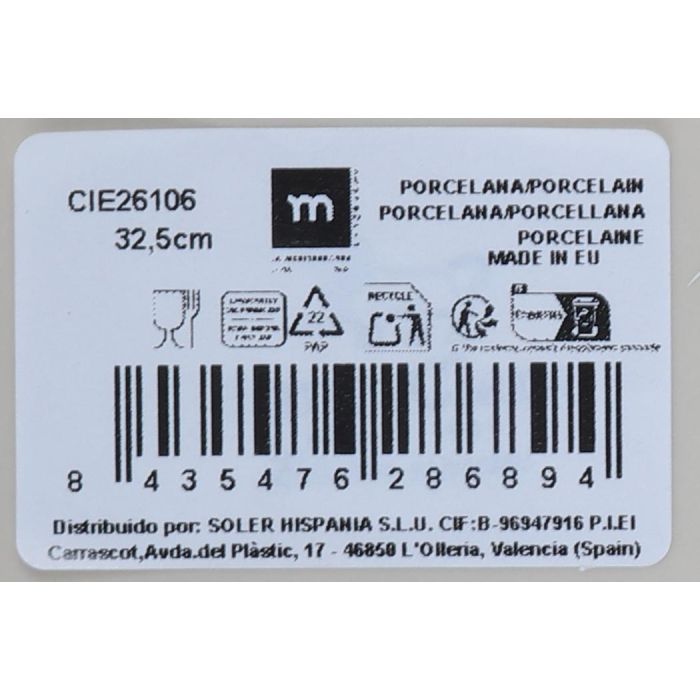 La Mediterranea Bajo Plato Cies Monaco 32.5 cm (6 Unidades)