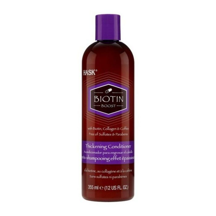 Hask BIOTIN BOOST Acondicionador Voluminizador Espesante para Cabello sin Volumen con Biotina, Colágeno y Café 355 ml