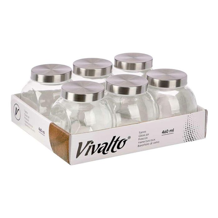 Tarro de galletas Vivalto CW-74-4/TH6 Transparente Vidrio 460 ml 10 x 11 x 10 cm (6 Unidades) 2