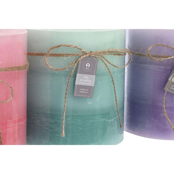 Vela Basicos DKD Home Decor Lila Rosa 15 x 15 x 15 cm (3 Unidades) 2