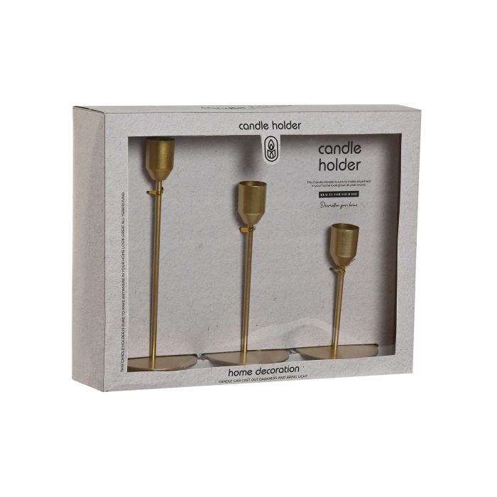 Candelabro Glam DKD Home Decor Dorado 8 x 20 x 8 cm Set de 3 1