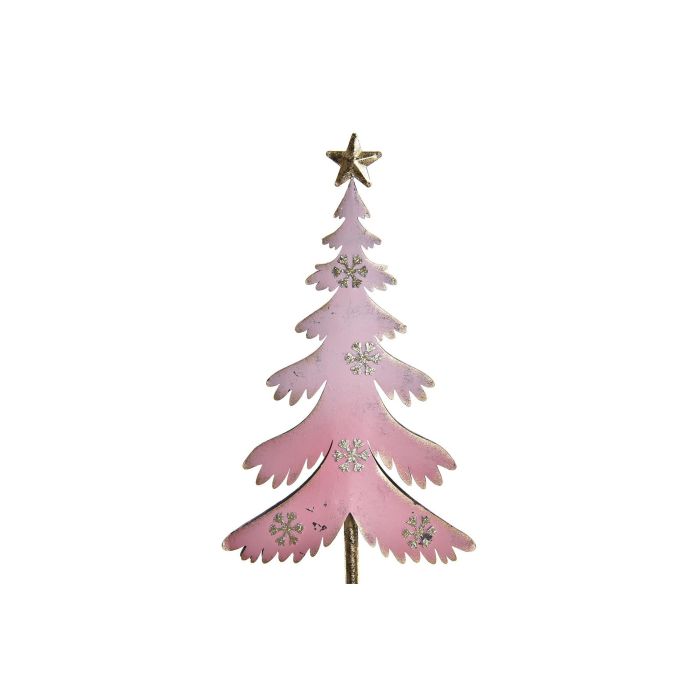 Arbol Navidad Fantasia DKD Home Decor Rosa Palo Dorado 6.5 x 40 x 14 cm (4 Unidades) 1