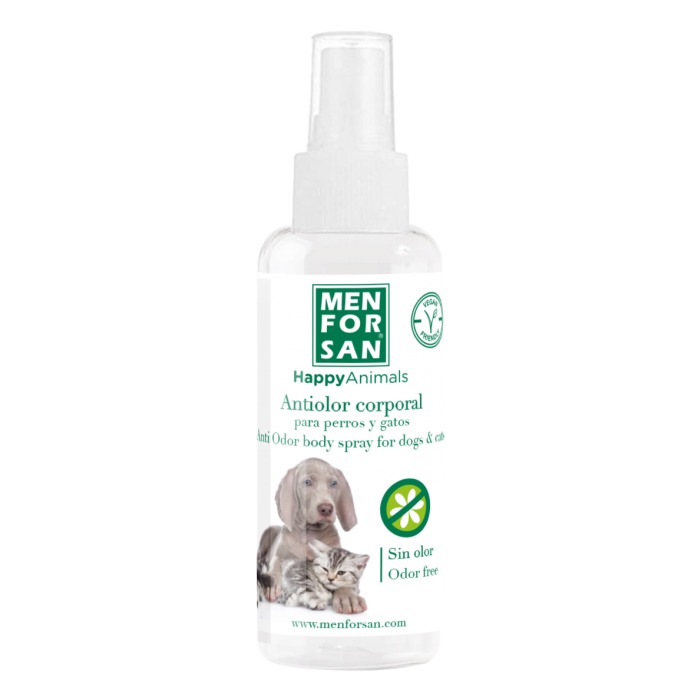 Men For San Spray Antiolor Corporal Perros y Gatos 60 mL - Elimina Malos Olores Sin Perfume Ni Aroma, pH Neutro y Uso Frecuente