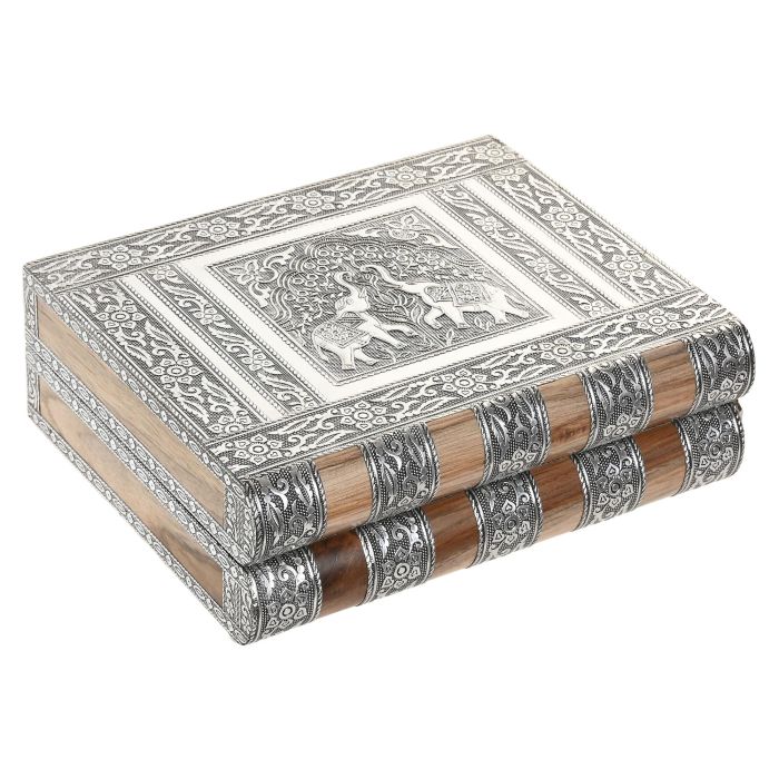 Joyero Arabe DKD Home Decor Plateado Marron 19 x 7.5 x 23 cm (2 Unidades) 2