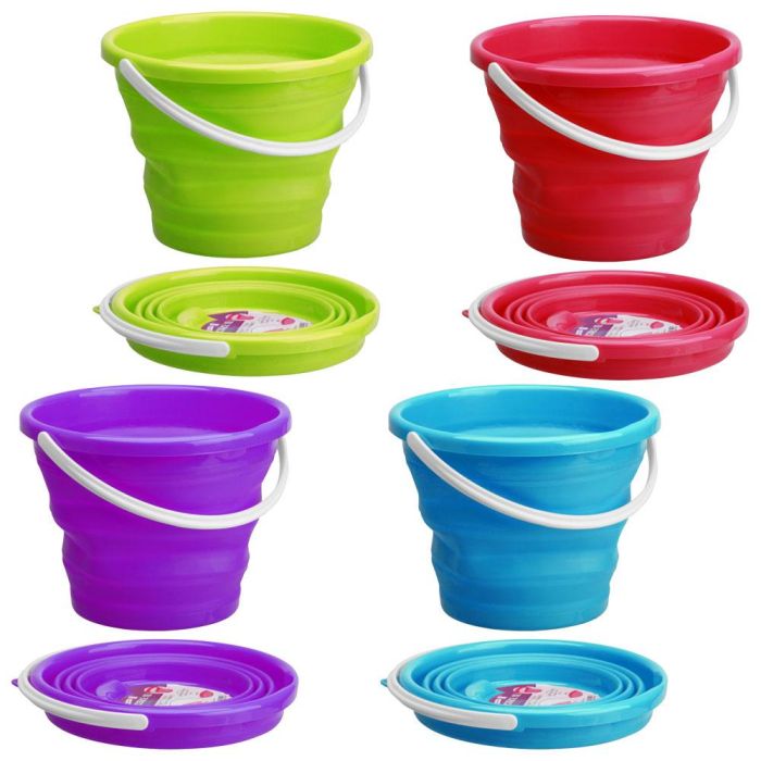 Je cherche une Idee Cubo Plegable 10 L Plástico y Silicona Colores Surtidos Ideal para el Hogar y Exterior 2