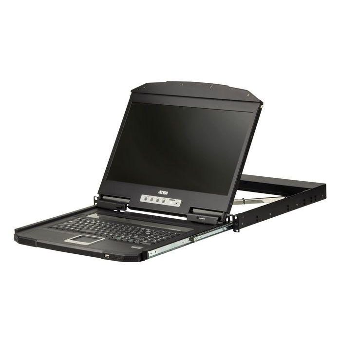 Aten Ultra Short Depth Single Rail Widescreen LCD KVM Console 18.5" USB HDMI para Racks poco profundos
