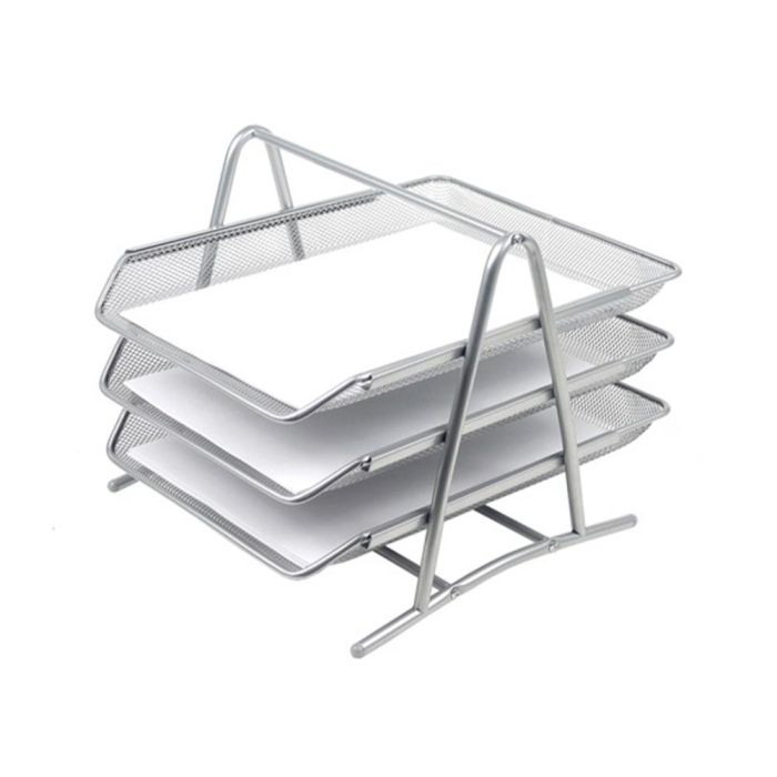 Bandeja Sobremesa Metalica Q-Connect Kf00822 Rejilla Plata 3 Bandejas Movibles 350x278x275 mm 3