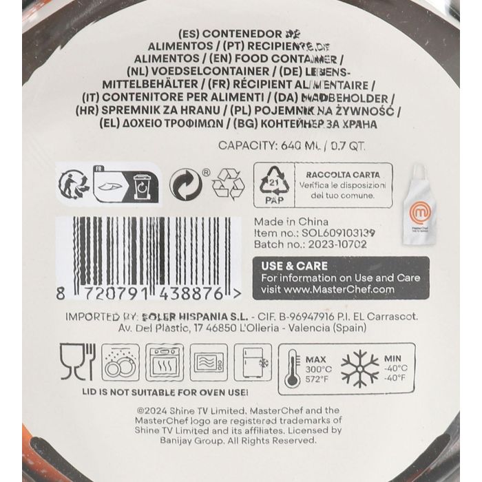 Fiambrera Hermética Redonda 640 ml Masterchef Inde (6 Unidades) 2 Fiambrera Hermética Redonda 640 ml Masterchef Inde (6 Unidades) 2