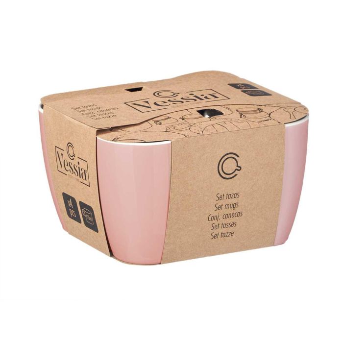 Vessia Set 4 Tazas Rosa 410 ml Porcelana 20x11.7x18.5 cm (Set de 6)