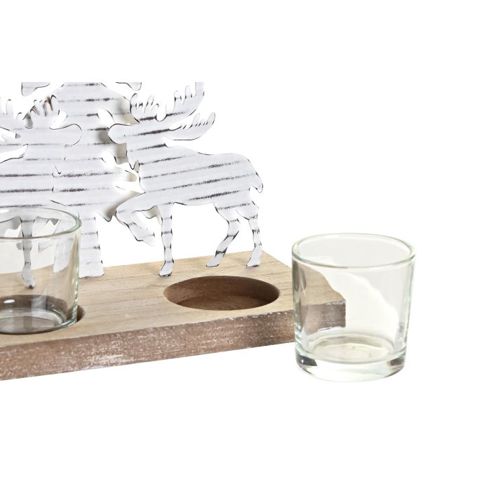 DKD Home Decor Portavela Navidad Moderna Blanco Natural Madera y Metal con 2 Vasos 9x18x18 cm Pack 4 Unidades 2 DKD Home Decor Portavela Navidad Moderna Blanco Natural Madera y Metal con 2 Vasos 9x18x18 cm Pack 4 Unidades 2