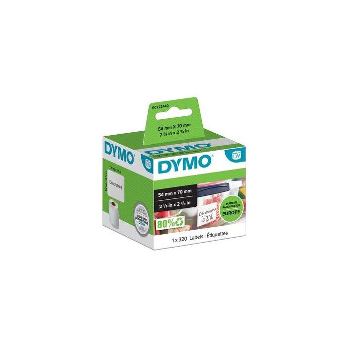 Dymo Pack de Etiquetas de Disco Blanco, Rollo de 54 x 70 mm, 320 Piezas