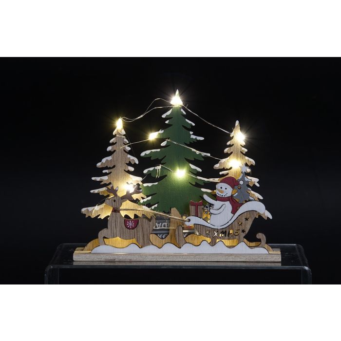 DKD Home Decor Decoracion Navidad 6 Unidades Verde Rojo Madera LED 5 x 16 x 20 cm 1