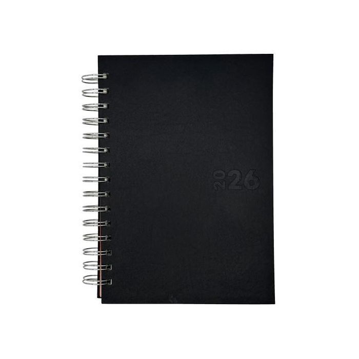 Didex 21DZ Agenda Boston Espiral 14.5x21 cm Negro 2026 Día Página Papel Ahuesado 70gr