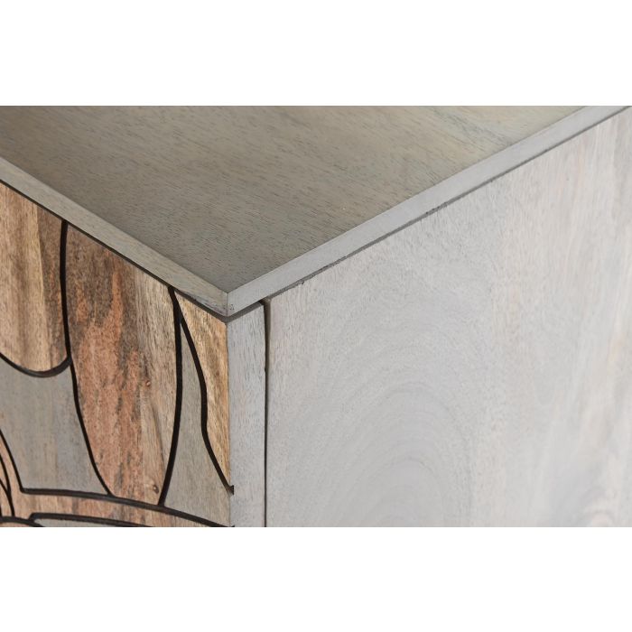 DKD Home Decor Buffet Tropical de Madera de Mango y Metal Gris Natural con 4 Puertas y 2 Estanterías, Detalles de Flores 177x45x74 cm 7